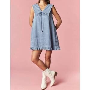 NEW RARERAW peter pan collar and bows dress in denim
